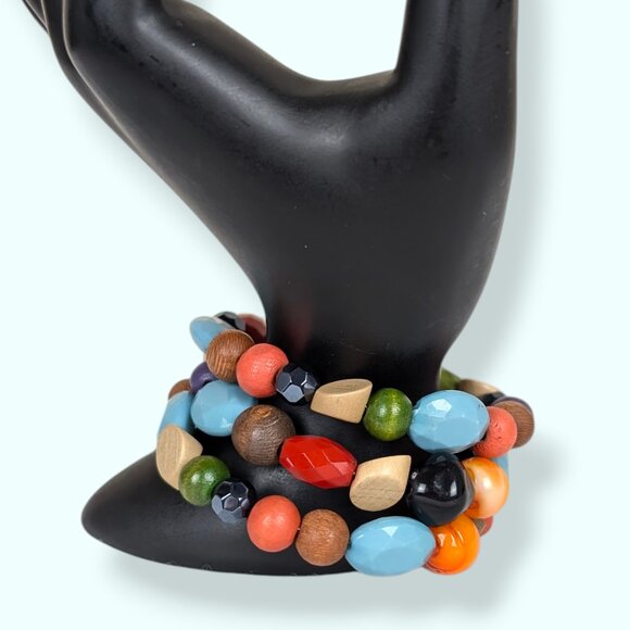 (2/$20) Colourful Beaded Memory Bracelet - Picture 1 of 4